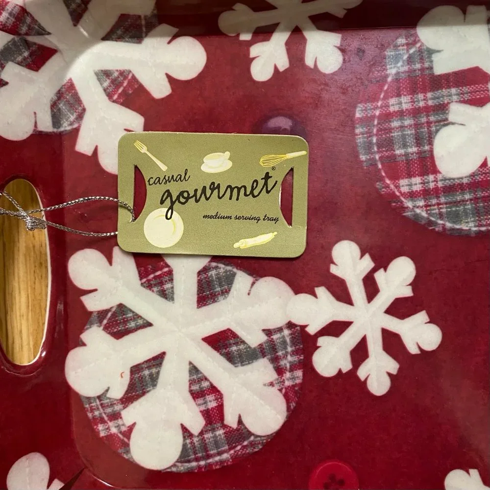 Casual Gourmet Melamine Sandwich Tray Snowflake Theme, Rectangular with Handles